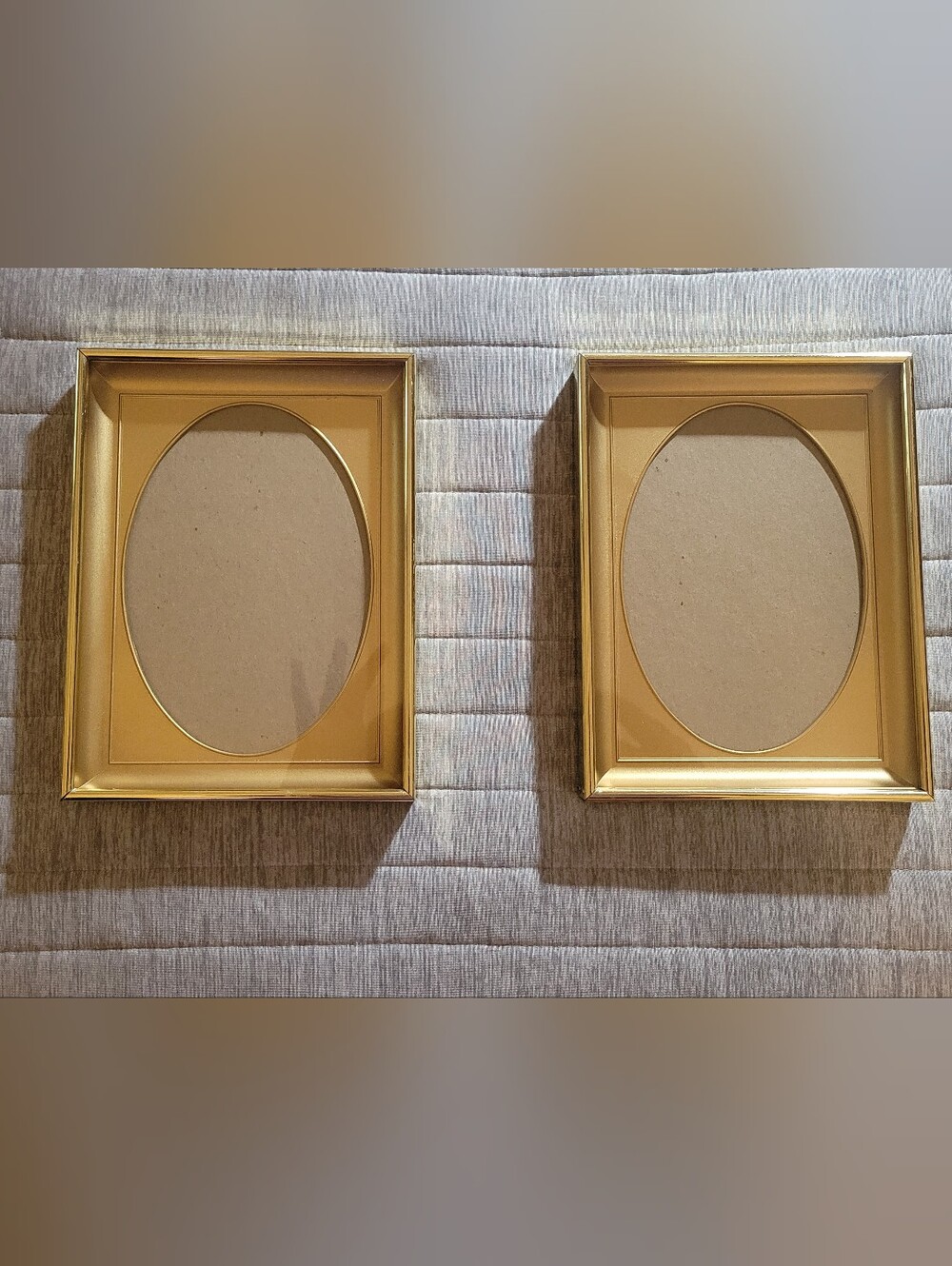 Set of two Vintage Mid Century Modern gold-toned metal shadow box picture Frames